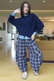 Conrad Batwing Ruffle Cuff Knit Navy